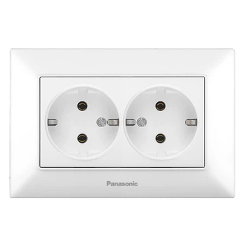 Розетка двойная с заземлением Panasonic Arkedia Slim 0205-2WH белая