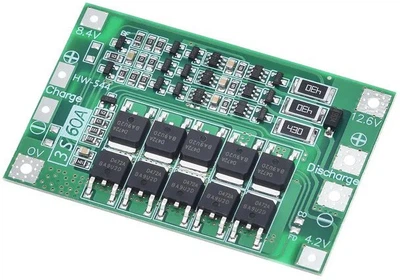 BMS плата защиты 3S 60A 12.6V Контроллер заряда\разряда Li-ion батарей 18650, с балансировкой, асимметричная
