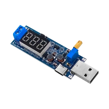 USB Type-C DC-DC преобразователь напряжения повышающий / понижающий модуль с вольтметром, 3.5-12В в 1.2-24В