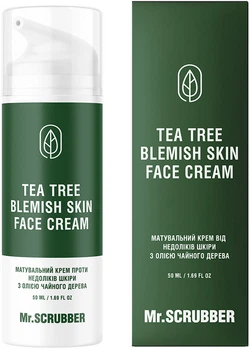 Матувальний крем вiд недолiкiв шкiри Mr.Scrubber Tea Tree Blemish Skin Face Cream з олією чайного дерева 50 мл (4823109702981)