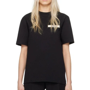 Жіноча футболказ логотипом Jacquemus Le T-Shirt Gros Grain Розмір L Чорний