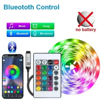 Світлодіодна стрічка USB RGB 5 м багатокольорова з пультом та керуванням з телефону