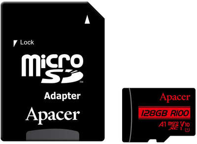Карта памяти Apacer MicroSDHC 128GB UHS-I Class 10 + SD adapter (AP128GMCSX10UB-R)