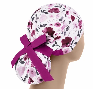 Медична шапочка жіноча PonyTopHat універсальна принт Квіти маки