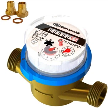 Счетчик холодной воды Gross 1/2" (15) ETK-UA 15-110 (сухоход) со сгонами