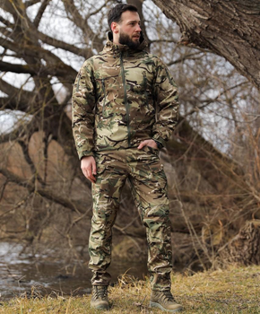 Тактичний демісезонний костюм Undolini Soft Shell Мультикам фліс, розмір 52 (XL)
