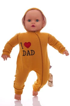 Человечек на молнии с капюшоном интерлок I love Dad оранжевый 68 см (41444)