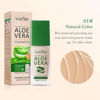 Тональний крем з алое SADOER Aloe Vera Lasting Flawless Foundation, тон 01 натуральний, 30 мл