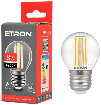 Світлодіодна лампа ETRON Filament G45 8W E27 4200K 1-EFP-142