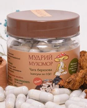 Чага березовая Мудрый Мухомор капсулы по 0.3 г 60 шт (4agaK60_0.3)