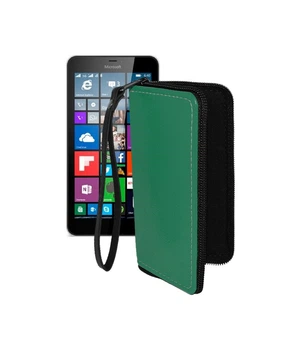 Чохол-гаманець з екошкіри для телефону Microsoft Lumia 640 XL Темно-зелений