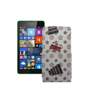 Чохол-флип з екошкіри для телефону Microsoft Lumia 535 Луі-Вітон-білий