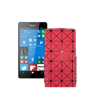 Чохол-флип з екошкіри для телефону Microsoft Lumia 950 XL Червоний ромб