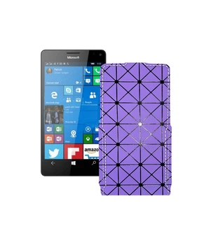 Чохол-флип з екошкіри для телефону Microsoft Lumia 950 XL Фіолетовий ромб
