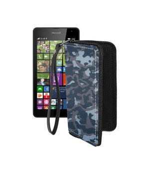 Чохол-гаманець з екошкіри для телефону Microsoft Lumia 540 Хаки-синій