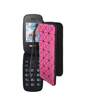 Чохол-гаманець з екошкіри для телефону Maxcom MM817 Рожевий ромб