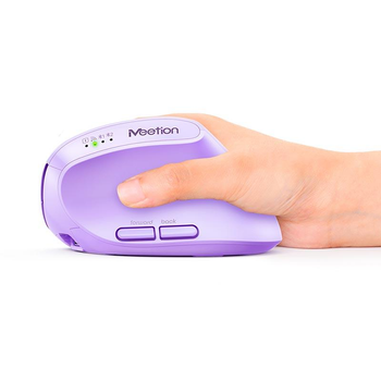 Миша комп'ютерна вертикальна бездротова акумуляторна MEETION BTM008 |2.4 G+BT, 800-2400dpi, 400h| Purple
