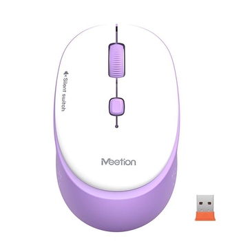 Мышь компьютерная безпроводная MEETION R571 |2.4G, 1000-1600dpi, 4keys, AA Battery| white-purple