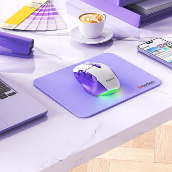 Миша комп'ютерна акумуляторна бездротова MEETION BTM001 |800-2400dpi, 7keys, 35/140h, RGB| White-purple