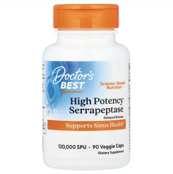 Серрапептаза высокой эффективности, Doctor's Best, 120 000 SPU, 90 вегетарианских капсул
