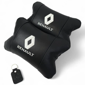 Набор подушек Renault для автомобиля, натуральная кожа, 2 шт, с логотипом