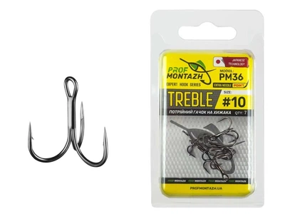 Тройной крючок Prof Montazh Black Chrome PM36 тройник №10 7шт