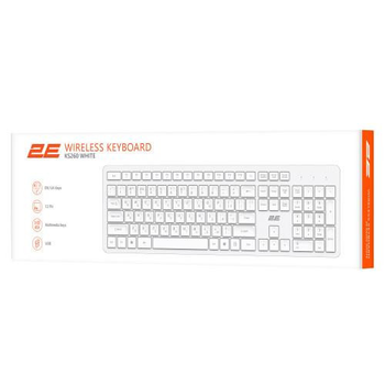 Клавіатура бездротова 2E KS260 106key WL EN/UK білий
