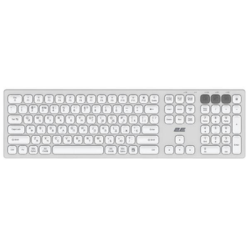 Клавіатура бездротова 2E KS270 105key WL/BT EN/UK сріблясто-білий