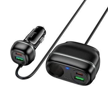 Автомобільний зарядний пристрій розгалужувач Hoco Z59A Rank Car charger 240W PD30W Black