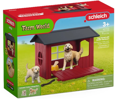 Ігровий набір Schleich Farm World Будка для собак + золотистий ретривер 42722 (4059433992617) 