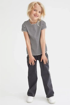 Детские джинсы пояс на резинке свободного кроя для девочки H&M 110 (4-5Y), черный