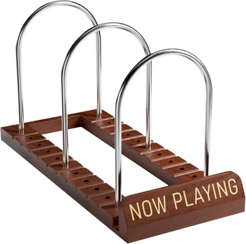 Стеллаж подставка для хранения виниловых пластинок 3 секции вмещает 50 шт Now Playing Brown