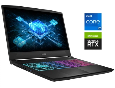 Игровой ноутбук Б-класс MSI Katana 15 B13V / 15.6" (1920x1080) IPS / Intel Core i7-12650H (10 (16) ядер по 2.3 - 4.7 GHz) / 16 GB DDR5 / 512 GB SSD M.2 / nVidia GeForce RTX 4070, 8 GB GDDR6, 128-bit / WebCam / Win 11 Home б/у