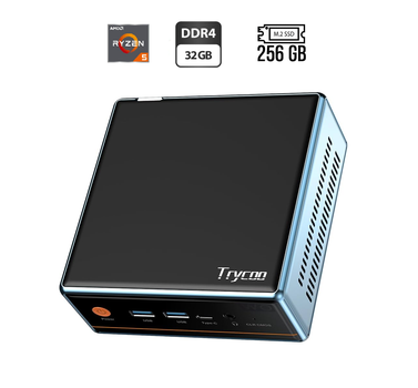 Неттоп Peladn Trycoo WO4 USFF / AMD Ryzen 5 5500U (6 (12) ядер по 2.1 - 4.0 GHz) / 32 GB DDR4 / 256 GB SSD / AMD RX Vega 7 / USB 3.1 / Wi-Fi / Bluetooth / Блок питания в комплекте б/у