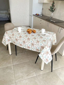 Скатерть водоотталкивающая Delux Textil Голубые пасочки 140 х 110 см (3680550)