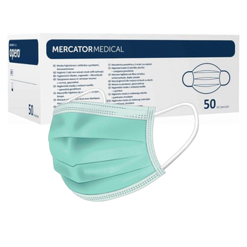 Маски медичні тришарові Mercator Medical Opero з вушними петлями Зелені 50 шт