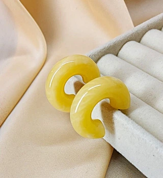 Жіночі сережки біжутерія Кольорові кола акрилові jeweston Жовтий мармур