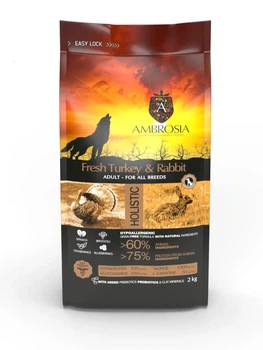 Беззерновой сухой корм Ambrosia Grain Dog Adult Fresh Turkey & Rabbit для взрослых собак всех пород со свежей индейкой и кроликом 2 кг