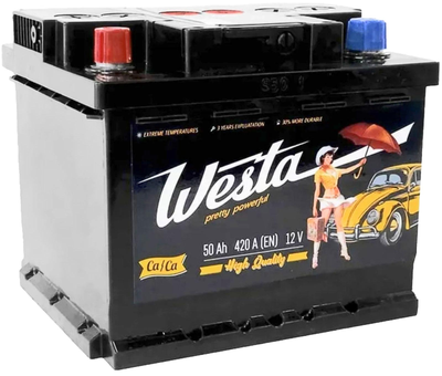 Автомобильный аккумулятор WESTA 50 Ah / 420 A Pretty Powerful L Левый плюс (207x175x175) WPP501