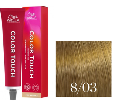 Краска для волос Wella Color Touch Demi-Permanent Hair Color 8/03 Светлый блондин натурально золотистый 60 мл