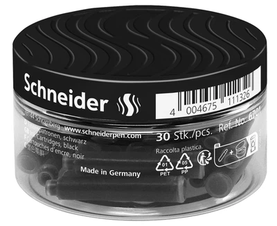 Контейнер с чернильными патронами Schneider к перьевой ручке 30 шт Черные (S6701)