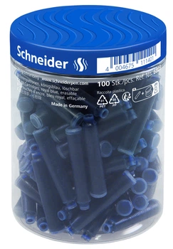 Контейнер с чернильными патронами Schneider к перьевой ручке 100 шт Синие (S6803)