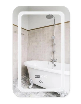 Зеркало Qtap Mideya (DC-F911) 500х800 с LED-подсветкой Touch, с антизапотеванием, с часами, диммером, регулировка яркости QT2078F911W