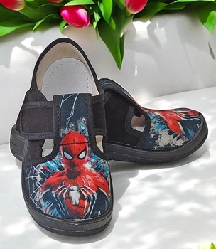 Детские тапочки для мальчика ортопедические Waldi Гриша Spider черные черная подошва 24(стелька 15см)