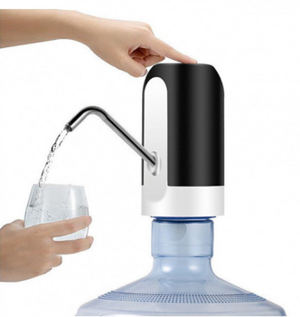 Электро Помпа для подачи воды на бутыль с аккумулятором Water Dispenser черный