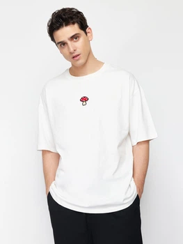 Футболка хлопковая длинная мужская Trendyol TMNSS24TS00070 2XL Ecru (8683049992455)