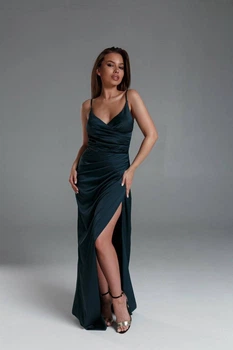 Вечернее изумрудное длинное платье FashionYouWant L зеленый 43330295