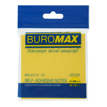 Блок для заметок с клейким слоем Buromax Pastel 76х76мм 4 цвета по 25 шт (BM.2312-10)
