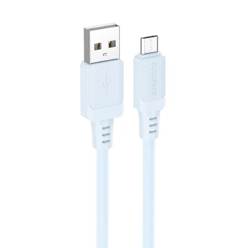 Міцний дата кабель Borofone BX115 Lotto USB to MicroUSB 2.4A (1m) Blue