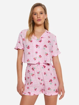 Піжама (сорочка + шорти) жіноча з віскози Trendyol THMSS23PT00167 40 Рожева (8683048518199)